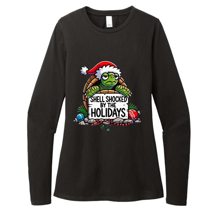 Shell Shocked By The Holidays Grumpy Turtle Christmas Funny Womens CVC Long Sleeve Shirt