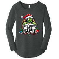 Shell Shocked By The Holidays Grumpy Turtle Christmas Funny Women's Perfect Tri Tunic Long Sleeve Shirt