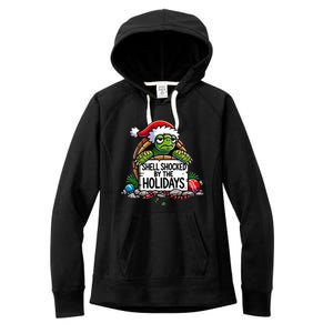 Shell Shocked By The Holidays Grumpy Turtle Christmas Funny Women's Fleece Hoodie