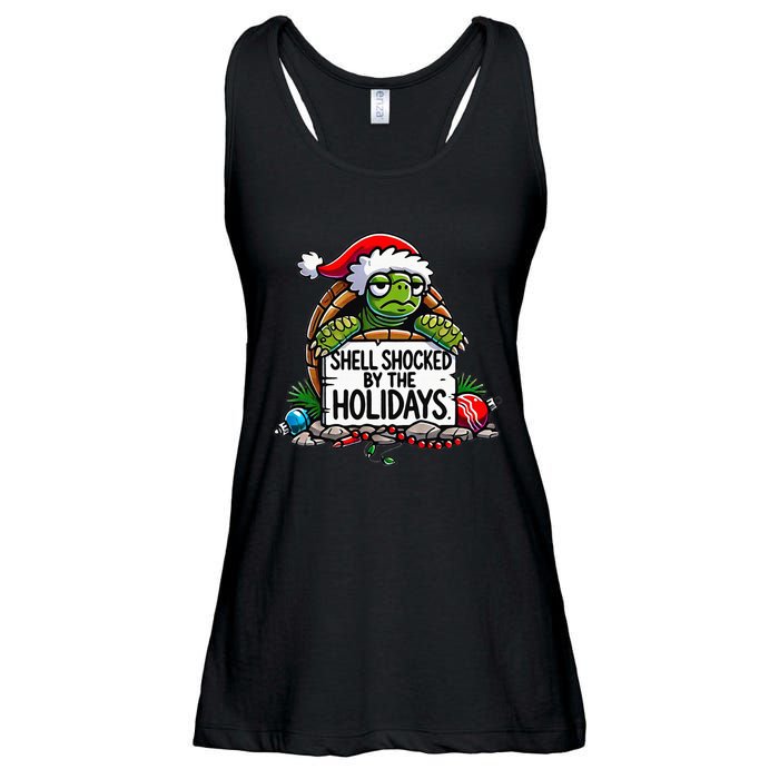 Shell Shocked By The Holidays Grumpy Turtle Christmas Funny Ladies Essential Flowy Tank