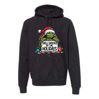 Shell Shocked By The Holidays Grumpy Turtle Christmas Funny Premium Hoodie