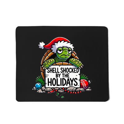 Shell Shocked By The Holidays Grumpy Turtle Christmas Funny Mousepad