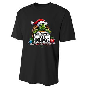 Shell Shocked By The Holidays Grumpy Turtle Christmas Funny Performance Sprint T-Shirt