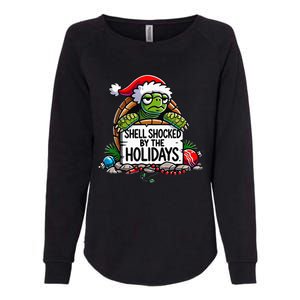 Shell Shocked By The Holidays Grumpy Turtle Christmas Funny Womens California Wash Sweatshirt