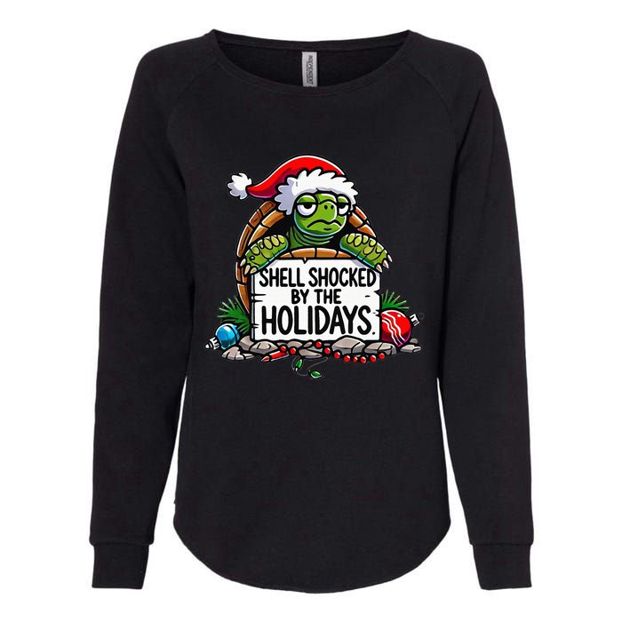 Shell Shocked By The Holidays Grumpy Turtle Christmas Funny Womens California Wash Sweatshirt