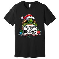 Shell Shocked By The Holidays Grumpy Turtle Christmas Funny Premium T-Shirt