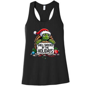 Shell Shocked By The Holidays Grumpy Turtle Christmas Funny Women's Racerback Tank