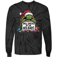 Shell Shocked By The Holidays Grumpy Turtle Christmas Funny Tie-Dye Long Sleeve Shirt