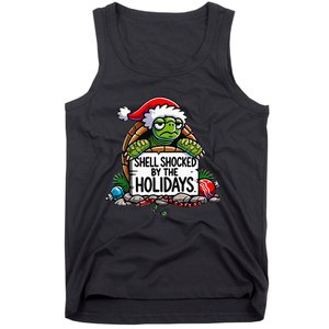 Shell Shocked By The Holidays Grumpy Turtle Christmas Funny Tank Top