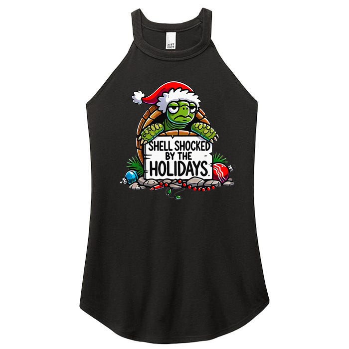 Shell Shocked By The Holidays Grumpy Turtle Christmas Funny Women's Perfect Tri Rocker Tank