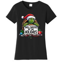 Shell Shocked By The Holidays Grumpy Turtle Christmas Funny Women's T-Shirt