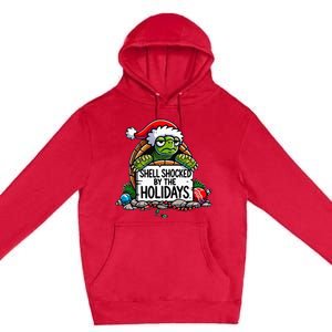 Shell Shocked By The Holidays Grumpy Turtle Christmas Funny Premium Pullover Hoodie