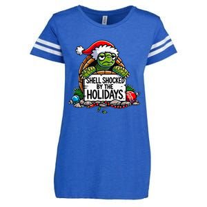 Shell Shocked By The Holidays Grumpy Turtle Christmas Funny Enza Ladies Jersey Football T-Shirt