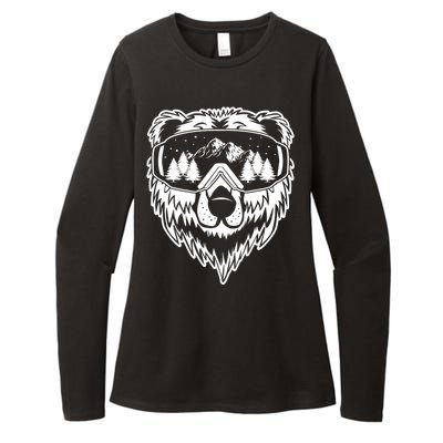 Snow Ski Bear Gift Cool Snowboard Bear With Sunglass Gift Womens CVC Long Sleeve Shirt