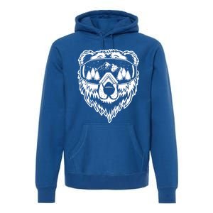 Snow Ski Bear Gift Cool Snowboard Bear With Sunglass Gift Premium Hoodie