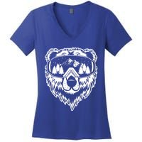 Snow Ski Bear Gift Cool Snowboard Bear With Sunglass Gift Women's V-Neck T-Shirt