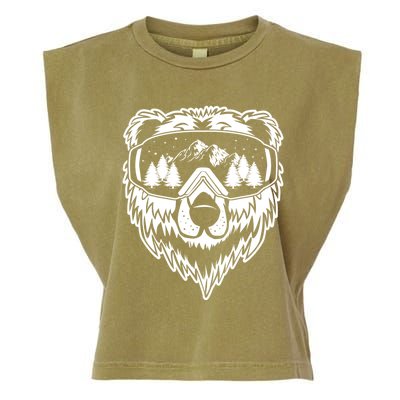 Snow Ski Bear Gift Cool Snowboard Bear With Sunglass Gift Garment-Dyed Women's Muscle Tee