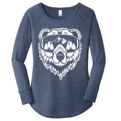 Snow Ski Bear Gift Cool Snowboard Bear With Sunglass Gift Women's Perfect Tri Tunic Long Sleeve Shirt