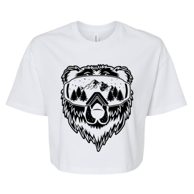 Snow Ski Bear Gift Cool Snowboard Bear With Sunglass Gift Bella+Canvas Jersey Crop Tee