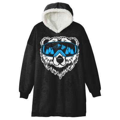 Snow Ski Bear Snowboard Hooded Wearable Blanket