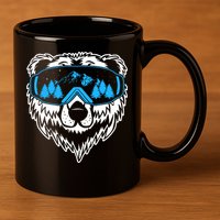 Snow Ski Bear Snowboard 11oz C Handle Ceramic Mug