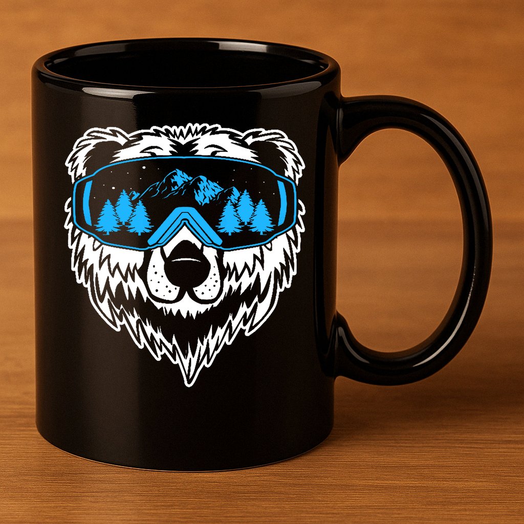 Snow Ski Bear Snowboard 11oz C Handle Ceramic Mug