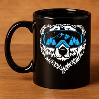 Snow Ski Bear Snowboard 11oz C Handle Ceramic Mug