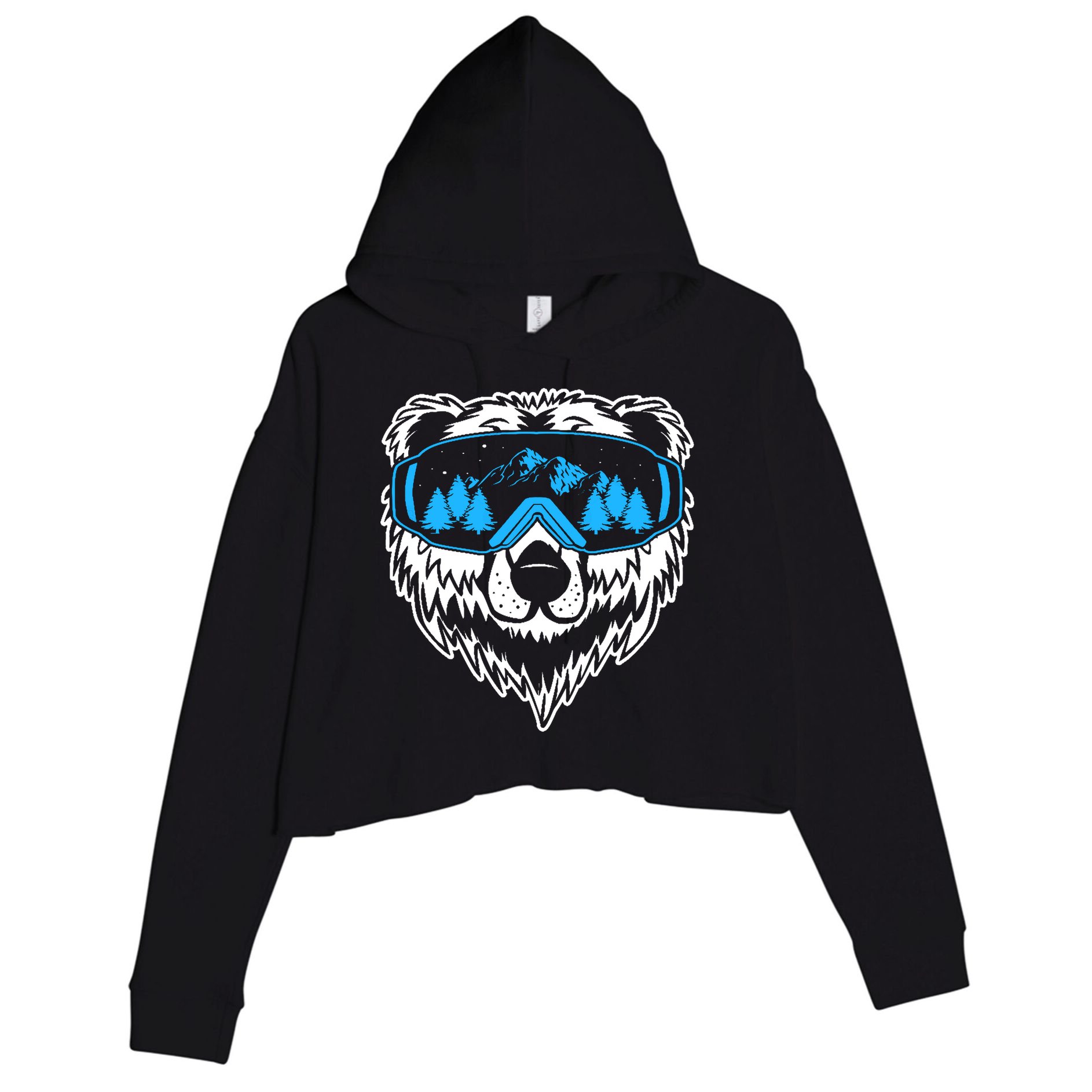 Snow Ski Bear Snowboard Crop Fleece Hoodie