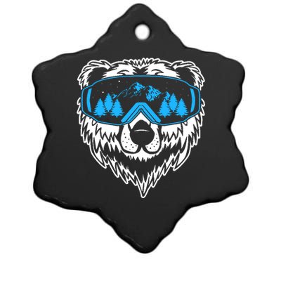 Snow Ski Bear Snowboard Ceramic Star Ornament