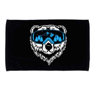 Snow Ski Bear Snowboard Microfiber Hand Towel