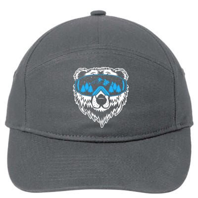 Snow Ski Bear Snowboard 7-Panel Snapback Hat