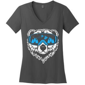 Snow Ski Bear Snowboard Women's V-Neck T-Shirt