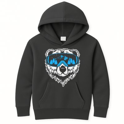 Snow Ski Bear Snowboard Kids Hoodie