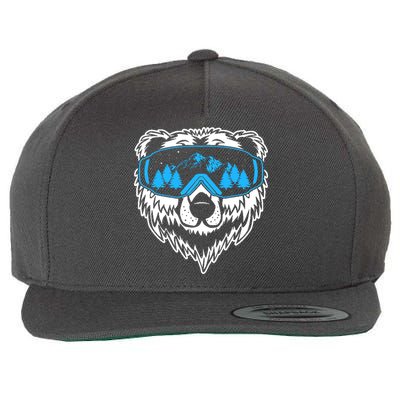 Snow Ski Bear Snowboard Wool Snapback Cap