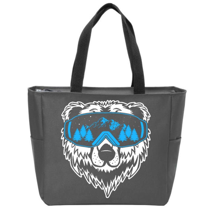 Snow Ski Bear Snowboard Zip Tote Bag