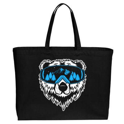 Snow Ski Bear Snowboard Cotton Canvas Jumbo Tote