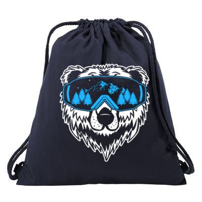 Snow Ski Bear Snowboard Drawstring Bag