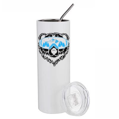 Snow Ski Bear Snowboard Stainless Steel Tumbler