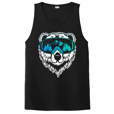 Snow Ski Bear Funny Gift Cool Snowboard Bear With Sunglass Meaningful Gift PosiCharge Competitor Tank