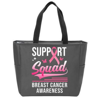 Support Squad Breast Cancer Awareness Zip Tote Bag