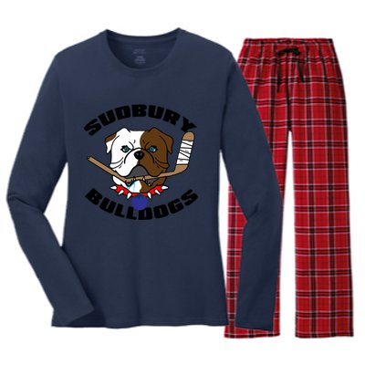 Shoresy Sudbury Blueberry Bulldogs Sudbury Bulldogs Letterkenny Women's Long Sleeve Flannel Pajama Set 