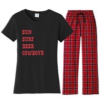 Sun Surf Beer Cowboys Women's Flannel Pajama Set