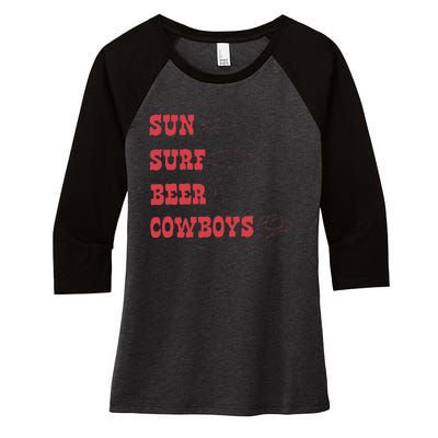 Sun Surf Beer Cowboys Women's Tri-Blend 3/4-Sleeve Raglan Shirt