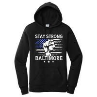 Stay Strong Baltimore White Raised Hand Fist Women's Pullover Hoodie