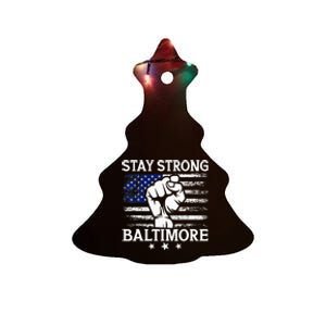 Stay Strong Baltimore White Raised Hand Fist Ceramic Tree Ornament