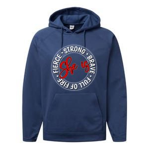 Shes Strong Brave Full Of Fire Fierce Empowert Cute Gift Performance Fleece Hoodie