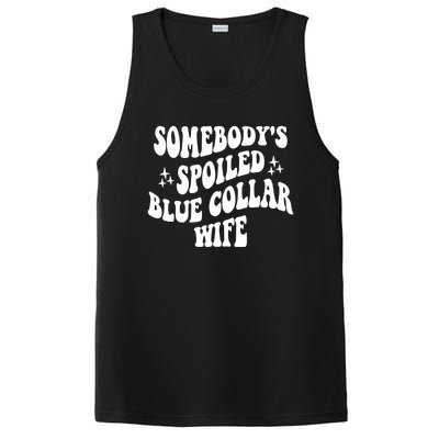 Somebody's Spoiled Blue Collar Wife Funny Wavy Retro Groovy PosiCharge Competitor Tank