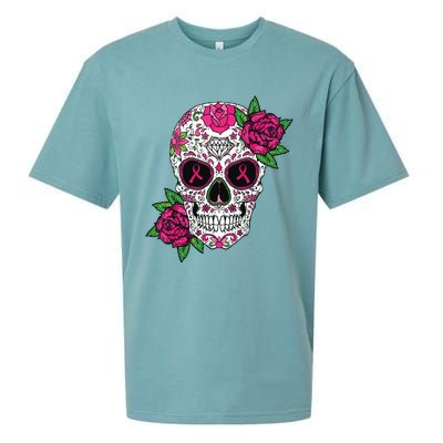 Sugar Skull Breast Cancer Awareness Calavera Sueded Cloud Jersey T-Shirt