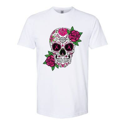 Sugar Skull Breast Cancer Awareness Calavera Softstyle® CVC T-Shirt