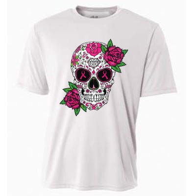 Sugar Skull Breast Cancer Awareness Calavera Cooling Performance Crew T-Shirt